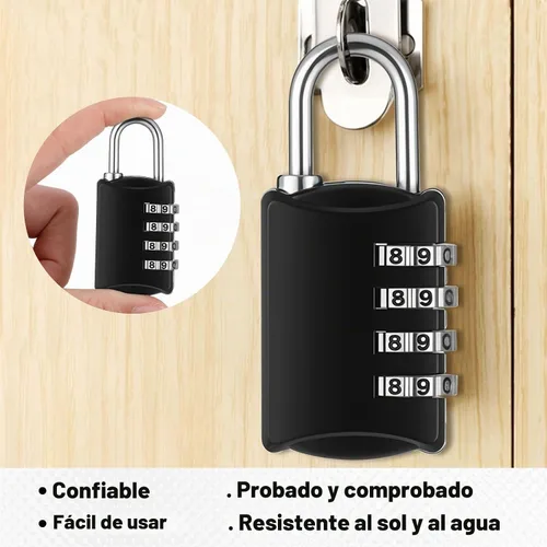 Vista 5 de Paquete de 10 candados combinados de 4 dígitos pequeños con número de equipaje, candados impermeables con código de combinación, candado