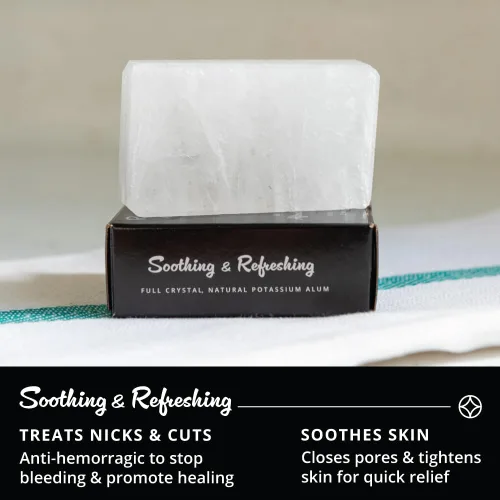 Vista 2 de ROYAL SHAVE Bloque de alumbre 100% natural para hombres, piedra calmante para después del afeitado, alivia las quemaduras de la maquinilla