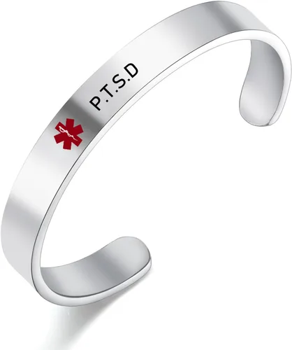 Vista 16 de LoEnMe Jewelry Pulseras de alerta médica personalizadas para hombres y mujeres, personalizable, grabado gratuito, acero inoxidable, pulsera