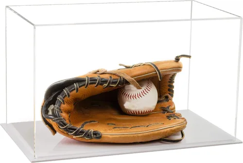 Vista 102 de Better Display Cases Vitrina de guantes de béisbol de acrílico transparente con elevadores negros (A011/V16)