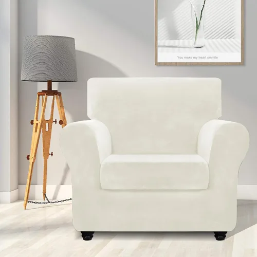 Vista 2 de ZNSAYOTX Fundas elásticas para silla de terciopelo de lujo con brazo, 2 piezas, para sala de estar, funda gruesa y suave, antideslizante, protector