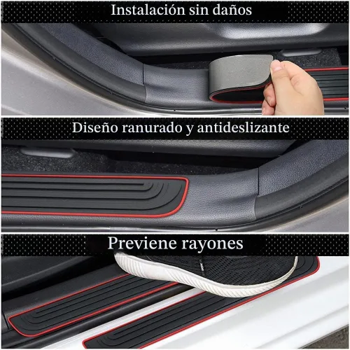 Vista 5 de 4 piezas de protectores de umbral de puerta de coche, protección antiarañazos e impermeable para umbrales de puerta de coche, accesorios universales