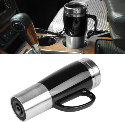 Vista 9 de Taza de calefacción de viaje de acero inoxidable de 15.2 fl oz, calentador de taza de café para coche hervido, calentador de taza de café