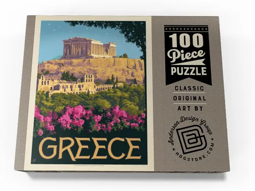 Vista 4 de MyPuzzle Greece: The Parthenon, póster vintage, rompecabezas de 100 piezas para adultos