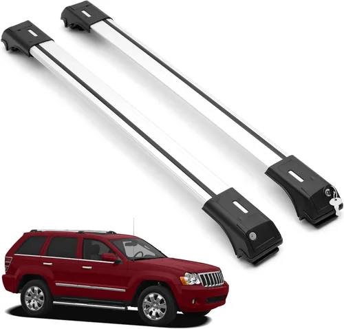 Vista 9 de ERKUL Barras transversales de techo para Jeep Grand Cherokee 2005-2010 Barras transversales de aluminio con bloqueo antirrobo para techo Negro