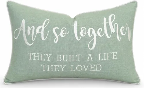 Vista 10 de Funda de Cojín Decorativo Romántico para Pareja, Sentimiento de Amor Bordado, Refranes Decorativos, Acento Lumbar - Decoración de Frases Acogedoras
