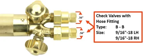 Vista 3 de SÜA - Antorcha de oxicombustible resistente compatible con Harris con válvulas de retención + punta de corte + punta de soldadura + punta