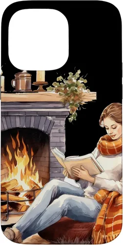 Vista 21 de iPhone 16 Book Reading In Fireplace Reader Bookworm Girls Women Case