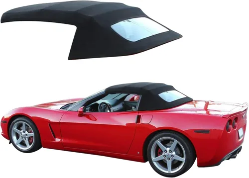Vista 6 de Sierra Auto Tops Convertible Top Reemplazo para Chevrolet Corvette C6 2005-2013, Stayfast Canvas, Negro