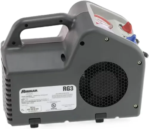 Vista 3 de Robinair RG3 máquina de recuperación de refrigeración portátil de 110 V CA, 60 Hz Compatible con refrigerantes comunes CFC, HFC, HCFC incluyendo