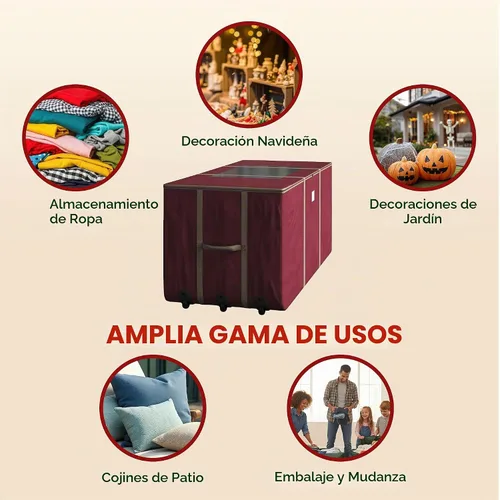Vista 6 de Bolsa de almacenamiento enrollable para árbol de Navidad - Bolsas de almacenamiento resistentes para árboles artificiales de 3.7 m, decoración