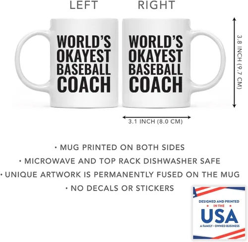 Vista 2 de Andaz Press Taza de café de 11 onzas, regalo de broma para profesores, entrenador de béisbol más bueno del mundo, paquete de 1, taza de café