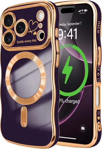 Vista 49 de LCHULLE - Funda magnética para iPhone 13 para mujeres y niñas, con forma ondulada, color azul bebé