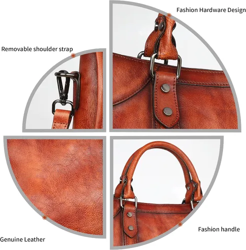 Vista 5 de Iswee Bolso de mano para mujer, bolso de hombro genuino, bolsos de cuero Hobo, bolsos cruzados, bolso vintage
