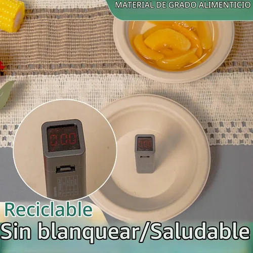Vista 3 de Cuencos de papel compostables de 12 oz 200 unidades Paquete a granel resistente ecológico Desechables biodegradables hechos de fibras de caña