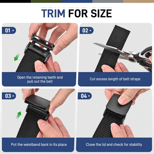 Vista 6 de UNGGJKB Cinturones tácticos de nailon para hombre, paquete de 5 cinturones casuales de lona militar para exteriores, cinturones sin metal