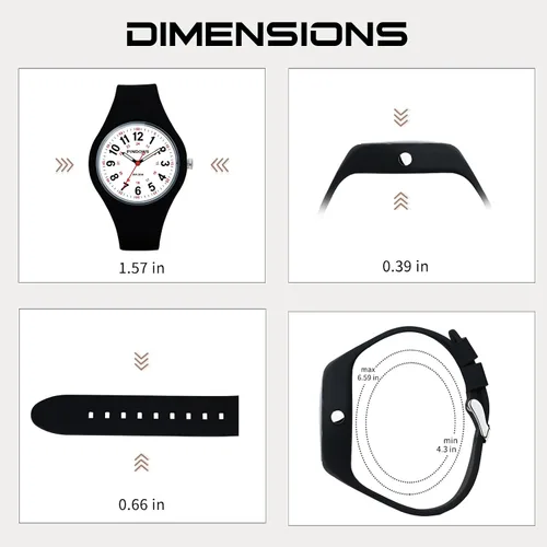 Vista 2 de PINDOWS Women Analog Quartz Wrist Watch with Silicone Strap for Young Women Students Easy Read Waterproof Unisex Luminous Dial