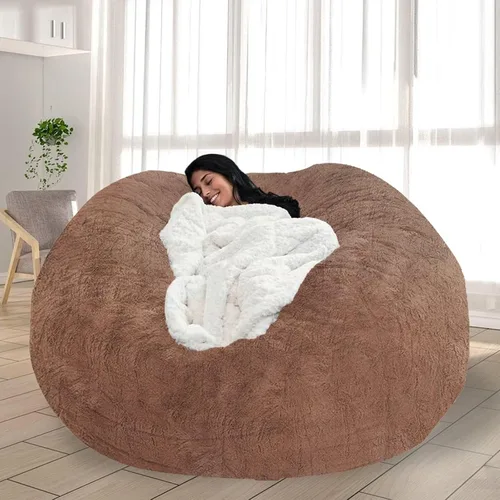 Vista 11 de Puf para adultos y niños sin relleno, sofá perezoso suave y redondo, funda de sofá de puf clásico, saco de amor para dormitorio, silla de lectura