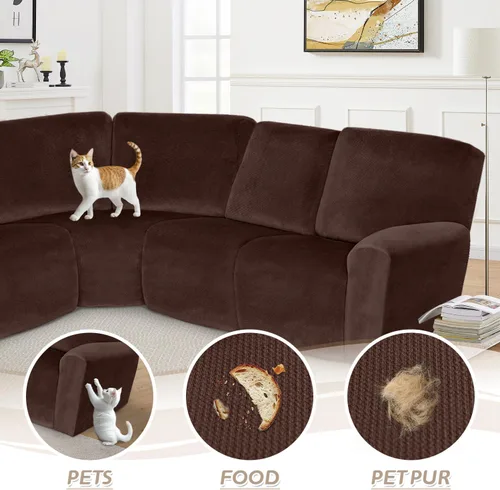 Vista 664 de Arfntevss Fundas de sofá seccional reclinable de terciopelo, Funda de sofá seccional de esquina para sofá reclinable, Funda elástica suave