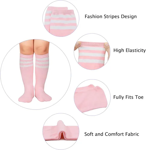 Vista 4 de Durio Calcetines de fútbol para niños, calcetines de fútbol de algodón suave para niños y niñas, calcetines deportivos hasta la rodilla