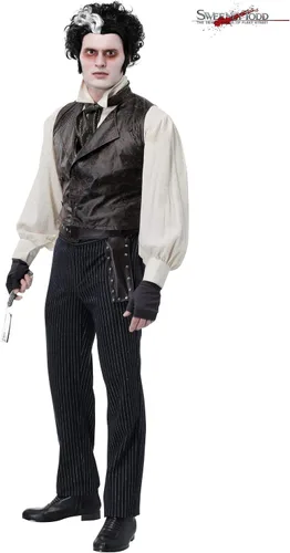 Vista 2 de Disfraz de Sweeney Todd para hombre, disfraz de cosplay negro de Sweeney Todd