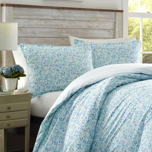 Vista 5 de Laura Ashley - Juego de funda de edredón tamaño individual, ropa de cama reversible de algodón con funda a juego, ropa de cama de algodón ligero