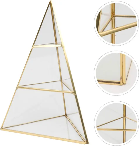 Vista 7 de Organizador de joyas de pirámide de cristal de 3 niveles, bandeja de exhibición de joyas con forma de cono triangular, estante de joyería