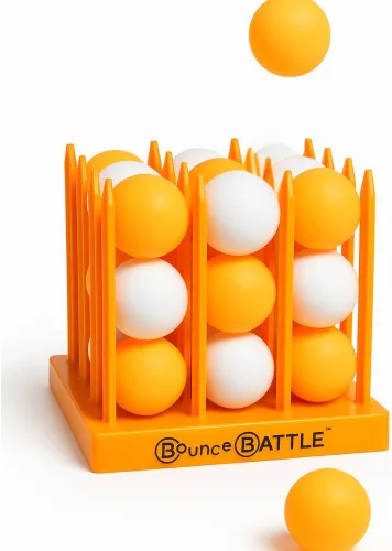 Vista 2 de Juego de mesa Bounce Battle™ Set – Edición Marmolada – Juego rápido en familia y para fiestas para niños, adolescentes y adultos – Estrategia