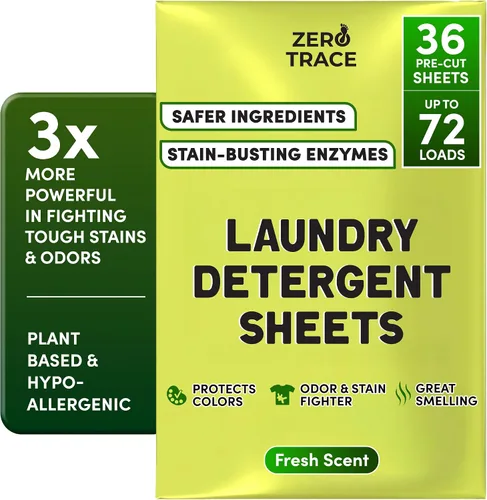 Vista 14 de Zero Trace Hojas de detergente para ropa totalmente natural, ecológicas, jabón de lavandería, detergente para ropa activa de viaje