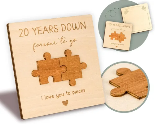 Vista 8 de WOODAMORE Tarjeta de regalo de aniversario de 10 años para él y esposo, regalos de madera para el décimo aniversario de boda, tarjetas de feliz 10