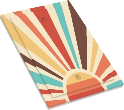 Vista 3 de Placa de pared abstracta con diseño de amanecer retro, arco iris, puesta de sol, sin dispositivo, placa de pared decorativa en blanco, placa frontal
