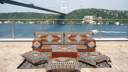 Vista 3 de arabicsofa Sofá de piso árabe Jalsa - Sofá tradicional hecho a mano para sala de estar