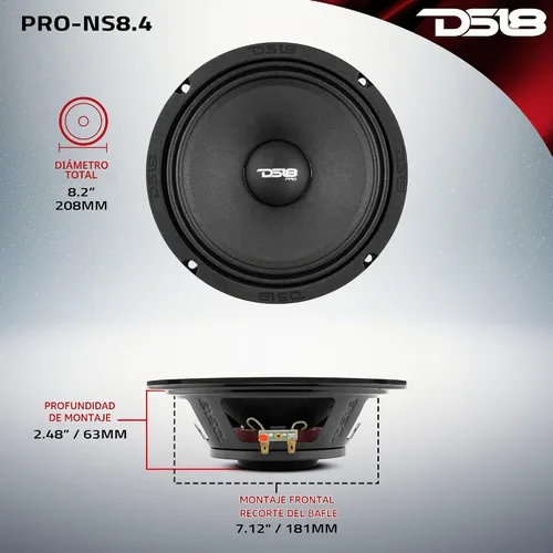 Vista 5 de DS18 PRO-NS6 - Altavoz poco profundo de 6.5 pulgadas, audio para automóvil, rango medio, 300 W máximo, 150 W RMS, 8 ohmios, imán de neodimio
