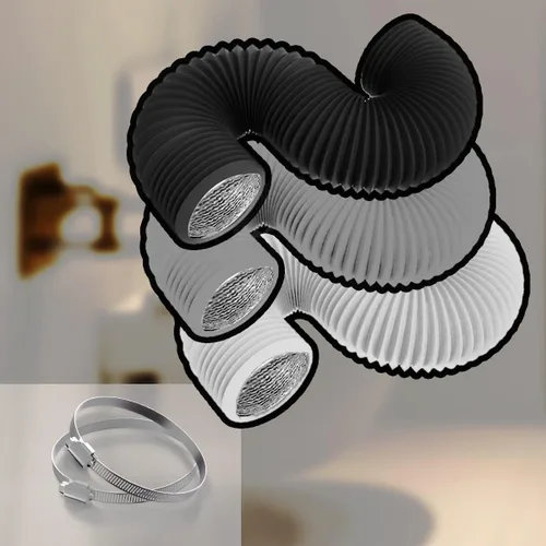 Vista 6 de TEAIERXY - Manguera de ventilación de secadora de 4 pulgadas, 8 pies, conducto de aire flexible aislado, manguera de ventilación de PVC con papel