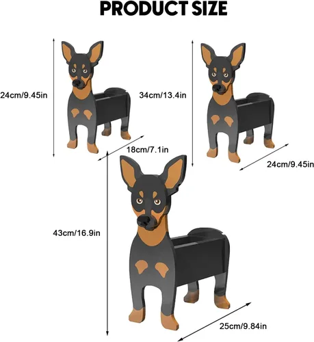 Vista 8 de XOOFMASS Lindas macetas de perro para plantas al aire libre, macetas de madera para perros, macetas en forma de perro, macetas para suculentas