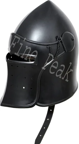 Vista 3 de Casco medieval Barbuta negro Caballeros Templarios Crusader Armor Casco SCA Casco negro casco vikingo casco de caballero casco espartano