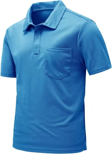 Vista 10 de Rdruko Camisas polo para hombre de manga corta, secado rápido, para golf y deportes al aire libre con bolsillo 01 Negro