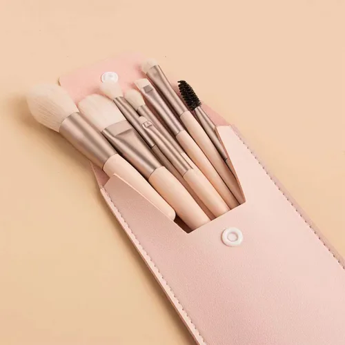 Vista 5 de Juego de 8 brochas de maquillaje, mini brochas de maquillaje, brochas de maquillaje, mezcla de rubor, corrector de sombra de ojos, delineador