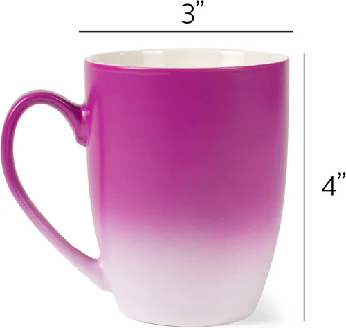 Vista 4 de Elanze Designs Magenta blanco dos tonos Ombre mate taza de café de cerámica de 12 onzas Magenta y blanco.