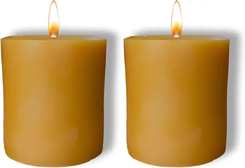 Vista 13 de Candlestock Vela de pilar redonda sin goteo de cera de abeja natural hecha a mano, 3 x 6 pulgadas