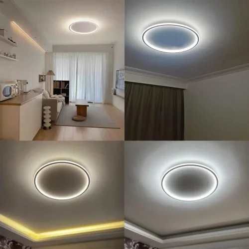 Vista 6 de Lámpara de techo LED regulable de montaje empotrado, lámpara de techo empotrada redonda moderna de 12 pulgadas con ajuste de aplicación, lámpara