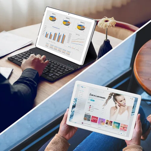 Vista 8 de Tablet 2 en 1 con teclado, 2025 últimas tabletas Android 4+4+128GB ROM, tableta de 10 pulgadas con chip octa-core compatible con WiFi de 5+2.4 GHz
