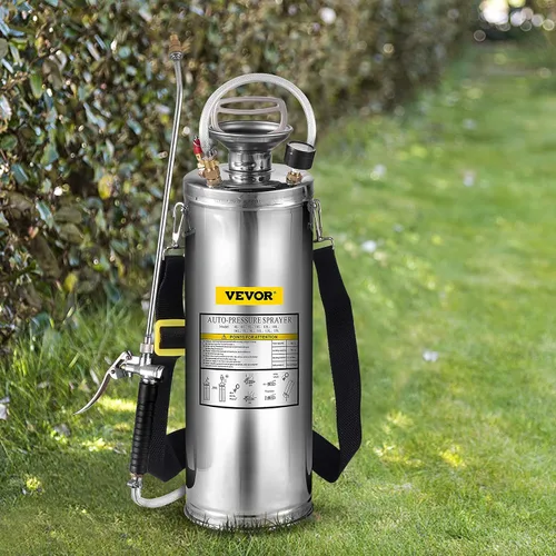 Vista 11 de Happybuy Pulverizador de bomba de acero inoxidable de 1 galón, varita de 12 pulgadas y manguera reforzada de 3 pies, medidor de presión, válvula