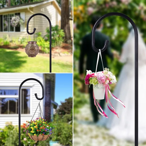 Vista 2 de Shepherd-Hooks Adjustable for Bird-Feeder Lantern Plant-Hook Garden-Stake - Plant Stand Hanger for Outdoor Flower Basket, Bird Feeder Hanger