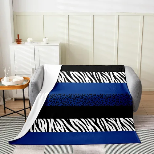 Vista 15 de Leopard Print Throw Blanket,40x50,African Wild Animal Skin Print Fleece Blanket for Teens Adults,Zebra Geometric Stripes Wildlife Tribal