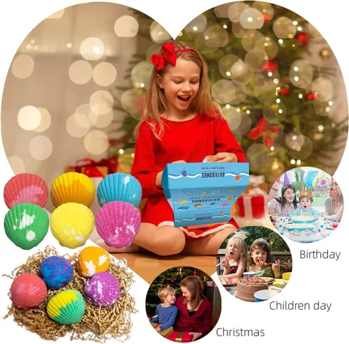 Vista 6 de Bombas de baño para niños con juguetes sorpresa en el interior, paquete de 12 bombas de baño para niños, juego de regalo para niñas y niños