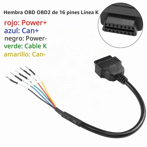 Vista 2 de YACSEJAO OBD2 - Conector hembra de 16 pines, 1 pie OBD2 a 5 pines, cable de probador de puente universal coleta DIY adaptador Mobley