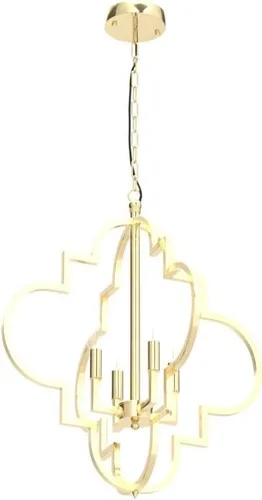 Vista 4 de Wellmet Lámpara de araña Orb Dorada, 4 luces, estilo vela, geométrica, para comedor, vestíbulo, entrada, pasillo, comedor y sala de estar, 22.4