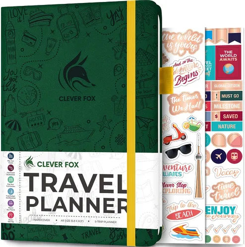 Vista 11 de Clever Fox Bolsillo para diario de viaje, organizador de itinerarios de vacaciones y viajes por carretera, diario de memoria de viaje, cuaderno