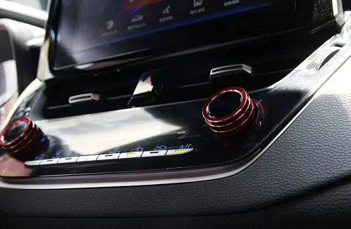 Vista 7 de iJDMTOY 2 fundas deportivas de aluminio anodizado rojo para interruptor de control climático de CA, compatibles con Toyota 2019 en adelante, Corolla